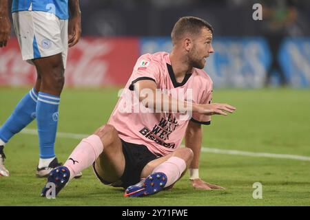 Neapel, Italien. September 2024. Jeremy Le Douaron vom FC Palermo während des Coppa Italia Spiels zwischen SSC Napoli und Palermo FC im Stadio Diego Armando Maradona Naples Italien am 26. September 2024. Franco Romano/Alamy Live News Stockfoto