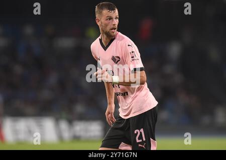 Neapel, Italien. September 2024. Jeremy Le Douaron vom FC Palermo während des Coppa Italia Spiels zwischen SSC Napoli und Palermo FC im Stadio Diego Armando Maradona Naples Italien am 26. September 2024. Franco Romano/Alamy Live News Stockfoto