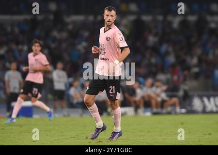 Neapel, Italien. September 2024. Jeremy Le Douaron vom FC Palermo während des Coppa Italia Spiels zwischen SSC Napoli und Palermo FC im Stadio Diego Armando Maradona Naples Italien am 26. September 2024. Franco Romano/Alamy Live News Stockfoto