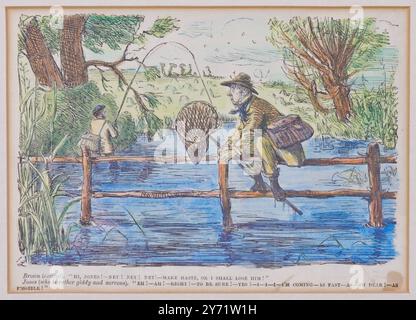 John Leech Fishing Cartoon aus dem Punch Magazine um 1850 Stockfoto