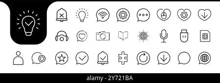 Bubble Chat Line Symbol Set Collection Design Vektor Stock Vektor