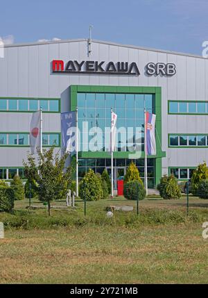 Smederevo, Serbien - 17. Juli 2024: Gebäude des japanischen Unternehmens Mayekawa, Firmenzentrale und Produktionsfabrik in der Salinacka Street. Stockfoto