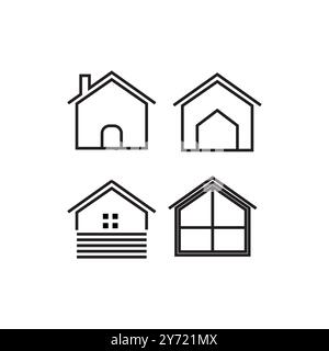 Moderne minimalistische Linienhäuser setzen Icon Design Vektor Stock Vektor