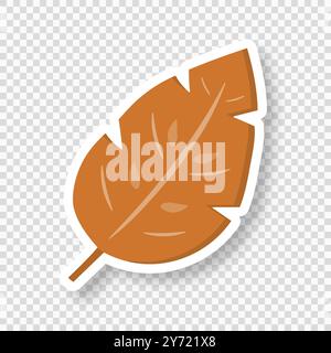 Ein orangefarbenes Herbstblatt auf transparentem Hintergrund. Aufkleber des Herbstblattes. Stock Vektor
