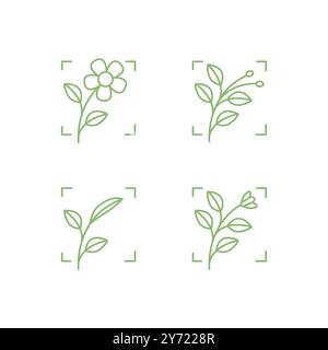 Blumen Pflanze Foto Linie einfache Set Icon Design Vektor Stock Vektor