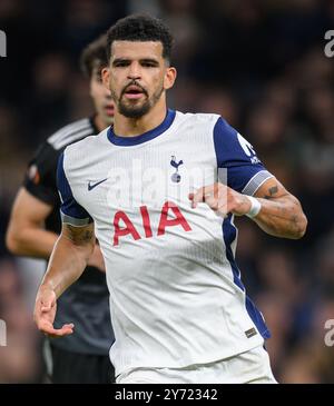 London, Großbritannien. September 2024. 26. September 2024 - Tottenham Hotspur / Qarabag - Europa League - Tottenham Hotspur Stadium. Dominic Solanke in Aktion. Bildnachweis: Mark Pain/Alamy Live News Stockfoto