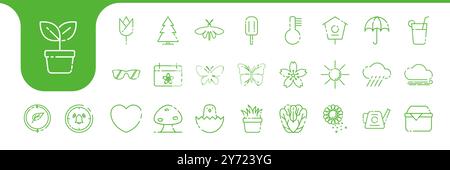 Frühling Saison Linie Symbole setzen Design Vektor Stock Vektor