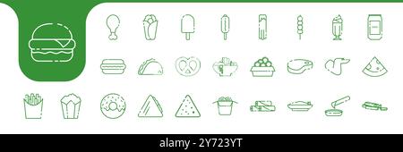 Fastfood-Linien-Symbole Design-Vektor Stock Vektor