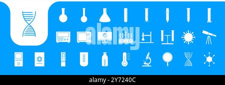 Wissenschaft Labor flache Symbole Set Sammlung Design Vektor Stock Vektor