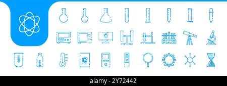 Wissenschaft Laborwerkzeuge Linie Symbole Set Sammlung Design Vektor Stock Vektor