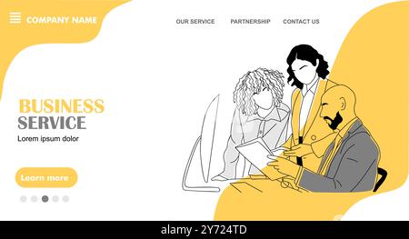 Skizze der Landing-Page-Vektorlinie für Business-Services Stock Vektor