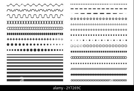 Grundlinie, Grundlinie Silhouette, gepunktete Linien, einfache gerade Linien, gestrichelte Linien, gepunktete Liniensilhouette, Linienkontur. Stock Vektor