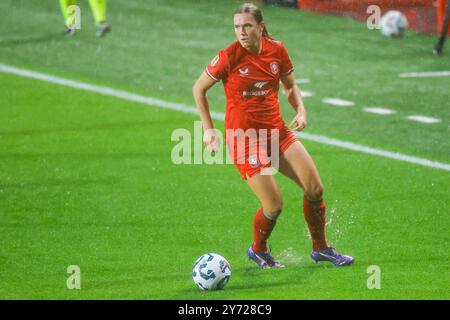 Enschede, Niederlande. September 2024. ENSCHEDE, NIEDERLANDE - 26. SEPTEMBER: Alieke Tuin sieht beim zweiten Qualifikationsspiel der UEFA Women's Champions League zwischen dem FC Twente und ZNK Osijek am 26. September 2024 in de Grolsch Veste in Enschede, Niederlande, an. (Foto von Raymond Smit/Orange Pictures) Credit: Orange Pics BV/Alamy Live News Stockfoto