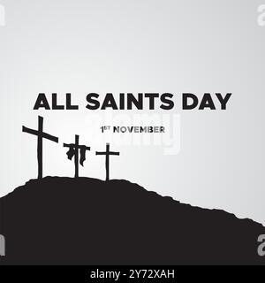 Allerheiligen-Tag, 1. November Allerheiligen-Tag, Illustration, Grußkarte, bearbeitbare Vorlage, Allerheiligen-Konzept-Design, eps-Datei. Stock Vektor