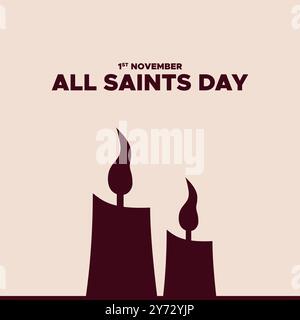 Allerheiligen-Tag, 1. November Allerheiligen-Tag, Illustration, Grußkarte, bearbeitbare Vorlage, Allerheiligen-Konzept-Design, eps-Datei. Stock Vektor