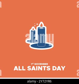 Allerheiligen-Tag, 1. November Allerheiligen-Tag, Illustration, Grußkarte, bearbeitbare Vorlage, Allerheiligen-Konzept-Design, eps-Datei. Stock Vektor