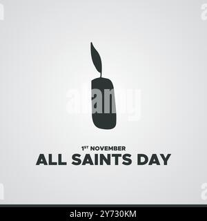 Allerheiligen-Tag, 1. November Allerheiligen-Tag, Illustration, Grußkarte, bearbeitbare Vorlage, Allerheiligen-Konzept-Design, eps-Datei. Stock Vektor