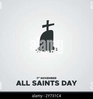 Allerheiligen-Tag, 1. November Allerheiligen-Tag, Illustration, Grußkarte, bearbeitbare Vorlage, Allerheiligen-Konzept-Design, eps-Datei. Stock Vektor