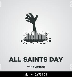 Allerheiligen-Tag, 1. November Allerheiligen-Tag, Illustration, Grußkarte, bearbeitbare Vorlage, Allerheiligen-Konzept-Design, eps-Datei. Stock Vektor