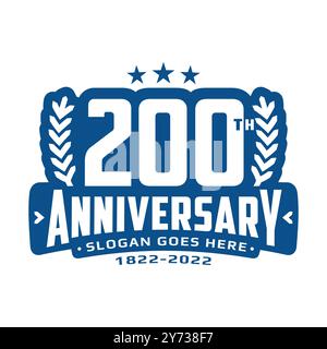 Design-Vorlage zum 200-jährigen Jubiläum. Logo zum 200-jährigen Jubiläum. Vektor und Illustration Stock Vektor