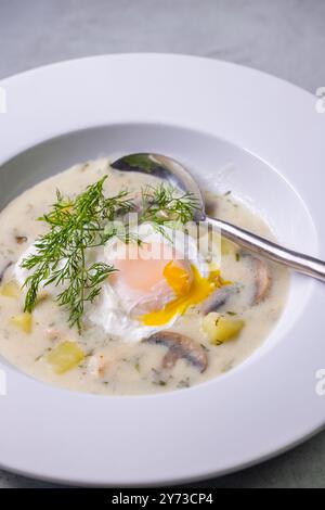 Typisch tschechische Kulajda-Suppe Stockfoto