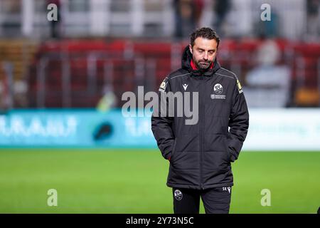 Unterhaching, Deutschland. September 2024. Sreto Ristic (SV Sandhausen, Cheftrainer), SpVgg Unterhaching vs. SV Sandhausen, Fussball, 3. Liga, 8. Spieltag, Saison 24/25, 27.09.2024, DFL-VORSCHRIFTEN VERBIETEN DIE VERWENDUNG VON FOTOS ALS BILDSEQUENZEN, Foto: Eibner-Pressefoto/Jenni Maul Credit: dpa/Alamy Live News Stockfoto