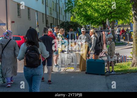 Göteborg, Schweden - Mai 29 2022: Straßenflohmarkt Megaloppis in Mallorna. Stockfoto