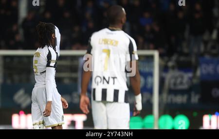 Charleroi, Belgien. September 2024. Charlerois Etienne Camara sieht nach einem Fußballspiel zwischen Sporting Charleroi und Club Brugge am Freitag, den 27. September 2024 in Charleroi, am 9. Tag der Saison 2024-2025 der ersten Liga der „Jupiler Pro League“ der belgischen Meisterschaft, aus. BELGA PHOTO VIRGINIE LEFOUR Credit: Belga News Agency/Alamy Live News Stockfoto