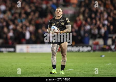 Eccles, Großbritannien. September 2024. Josh Charnley von Leigh Leopards während des Play-off Eliminator 1 der Betfred Super League Salford Red Devils gegen Leigh Leopards im Salford Community Stadium, Eccles, Vereinigtes Königreich, 27. September 2024 (Foto: Mark Cosgrove/News Images) in Eccles, Vereinigtes Königreich am 27. September 2024. (Foto: Mark Cosgrove/News Images/SIPA USA) Credit: SIPA USA/Alamy Live News Stockfoto