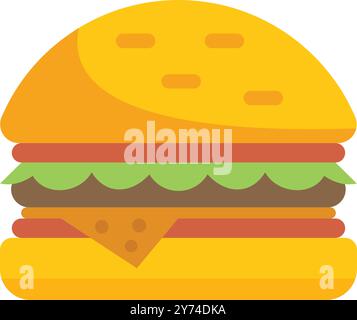 Diese Illustration zeigt einen köstlichen Burger mit frischen Zutaten, perfekt für die Präsentation von Fast Food- und Snackkonzepten Stock Vektor