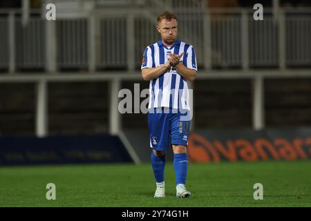 Adam Campbell von Hartlepool United während des Spiels der Vanarama National League zwischen Hartlepool United und Rochdale im Victoria Park, Hartlepool am Dienstag, den 24. September 2024. (Foto: Mark Fletcher | MI News) Credit: MI News & Sport /Alamy Live News Stockfoto