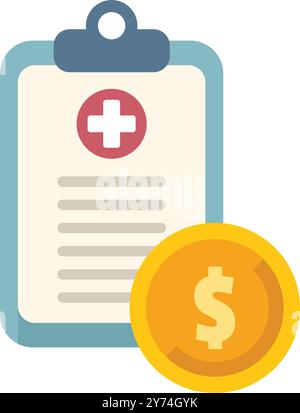 Medizinische Rechnung, die die Gesundheitskosten mit einer Dollar-Münze und einem Klemmbrett darstellt, das teure medizinische Versorgung darstellt Stock Vektor