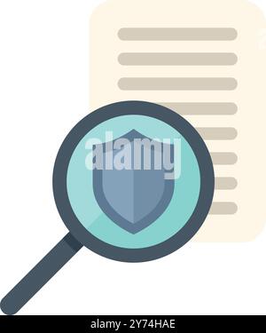 Die Lupe konzentriert sich auf ein Dokument mit einem Schild, das das Konzept des Datenschutzes repräsentiert Stock Vektor
