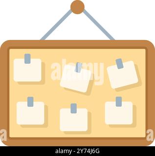 Diese Vektor-Illustration zeigt eine Kork-Anschlagtafel mit leeren Notizen, die mit Klebeband befestigt sind, perfekt für Bildung oder Büroorganisation Stock Vektor