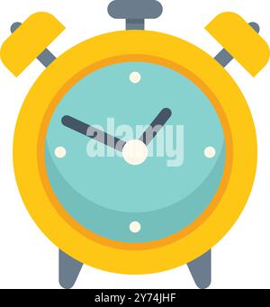 Klassischer gelber Wecker mit Glocken, der uns daran erinnert, dass die Zeit auf niemanden wartet Stock Vektor