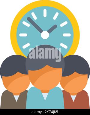 Das Team der Geschäftsleute arbeitet mit der Uhr zusammen, um die Zeitgrenze für den Projekttermin zu verwalten Stock Vektor