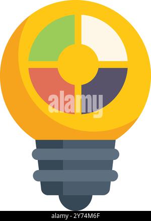 Glühlampe kombiniert Tortendiagramm und Zielmarketing-Konzept in flacher Form Stock Vektor
