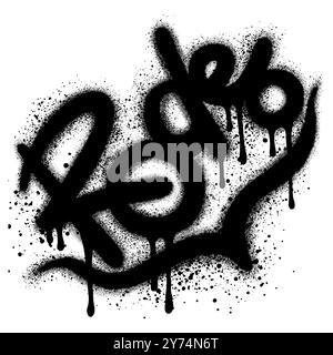 Graffiti-Rodeo-Text in Schwarz über weiß gesprüht. Stock Vektor