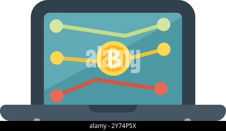 Laptop zeigt eine Bitcoin-Preistabelle mit einer wachsenden Linie an, was auf einen positiven Trend auf dem Kryptowährungsmarkt hindeutet Stock Vektor