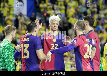 Kielce, Polen. September 2024. Spieler aus Barcelona, die beim EHF Champions League-Spiel zwischen Industria Kielce und Barcelona in Hala Legionow zu sehen waren. Endpunktzahl: Industria Kielce 28: 32 Barcelona. Quelle: SOPA Images Limited/Alamy Live News Stockfoto