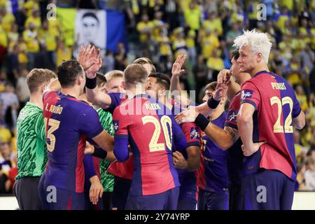 Kielce, Polen. September 2024. Spieler aus Barcelona, die beim EHF Champions League-Spiel zwischen Industria Kielce und Barcelona in Hala Legionow zu sehen waren. Endpunktzahl: Industria Kielce 28: 32 Barcelona. Quelle: SOPA Images Limited/Alamy Live News Stockfoto