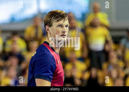 Kielce, Polen. September 2024. Jonathan Carlsbogard aus Barcelona wurde während des EHF Champions League-Spiels zwischen Industria Kielce und Barcelona in Hala Legionow gesehen. Endpunktzahl: Industria Kielce 28: 32 Barcelona. Quelle: SOPA Images Limited/Alamy Live News Stockfoto