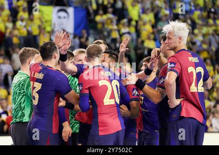 Kielce, Polen. September 2024. Spieler aus Barcelona, die beim EHF Champions League-Spiel zwischen Industria Kielce und Barcelona in Hala Legionow zu sehen waren. Endpunktzahl: Industria Kielce 28: 32 Barcelona. (Foto: Grzegorz Wajda/SOPA Images/SIPA USA) Credit: SIPA USA/Alamy Live News Stockfoto