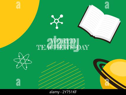 Teacher's Day Social Media Hintergrund flache Cartoon Hand gezeichnete Vorlagen Illustration Stock Vektor