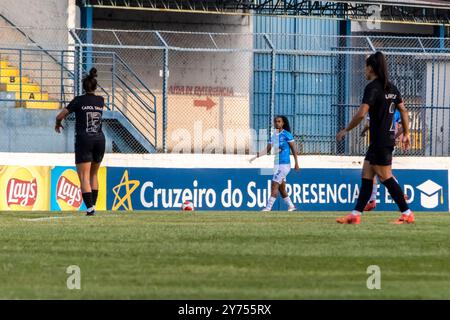 Das Spiel zwischen Corinthians und Marília, gültig für die Paulista-Meisterschaft der Frauen 2024, fand im Bento de Abreu Sampaio Vidal Stadium, bekannt als Abreuzão, in Marília, SP statt Stockfoto