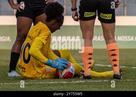 Das Spiel zwischen Corinthians und Marília, gültig für die Paulista-Meisterschaft der Frauen 2024, fand im Bento de Abreu Sampaio Vidal Stadium, bekannt als Abreuzão, in Marília, SP statt Stockfoto