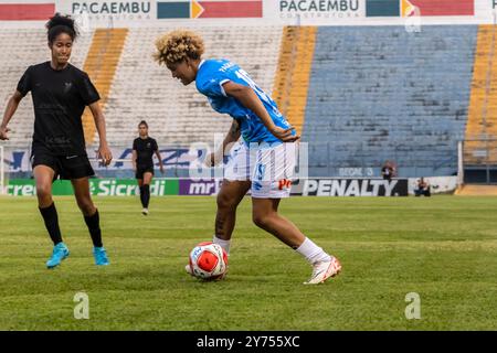 Das Spiel zwischen Corinthians und Marília, gültig für die Paulista-Meisterschaft der Frauen 2024, fand im Bento de Abreu Sampaio Vidal Stadium, bekannt als Abreuzão, in Marília, SP statt Stockfoto