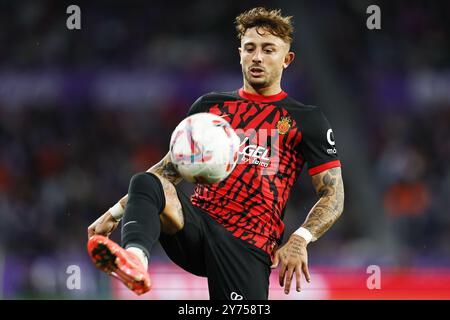 Valladolid, Spanien. September 2024. Pablo Maffeo (Mallorca) Fußball/Fußball : spanisches Spiel "LaLiga EA Sports" zwischen Real Valladolid CF 1-2 RCD Mallorca im Estadio Jose Zorrilla in Valladolid, Spanien . Quelle: Mutsu Kawamori/AFLO/Alamy Live News Stockfoto