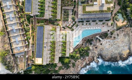 Das Six Senses Hotel in Portinatx auf Ibiza gehört zu den Top 10 Luxushotels der Welt Stockfoto