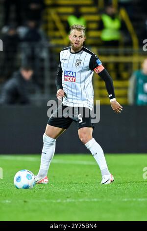 Ulm, Deutschland. September 2024. Fußball: Bundesliga 2, SSV Ulm 1846 - Eintracht Braunschweig, Spieltag 7, Donaustadion. Ulms Johannes Reichert in Aktion. Vermerk: Harry langer/dpa/Alamy Live News Stockfoto